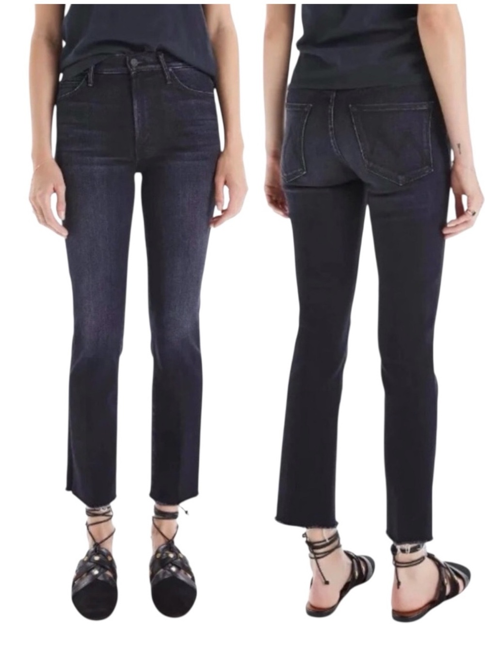 MOTHER Jeans High Waisted Rascal Ankle Snippet Black Size 27